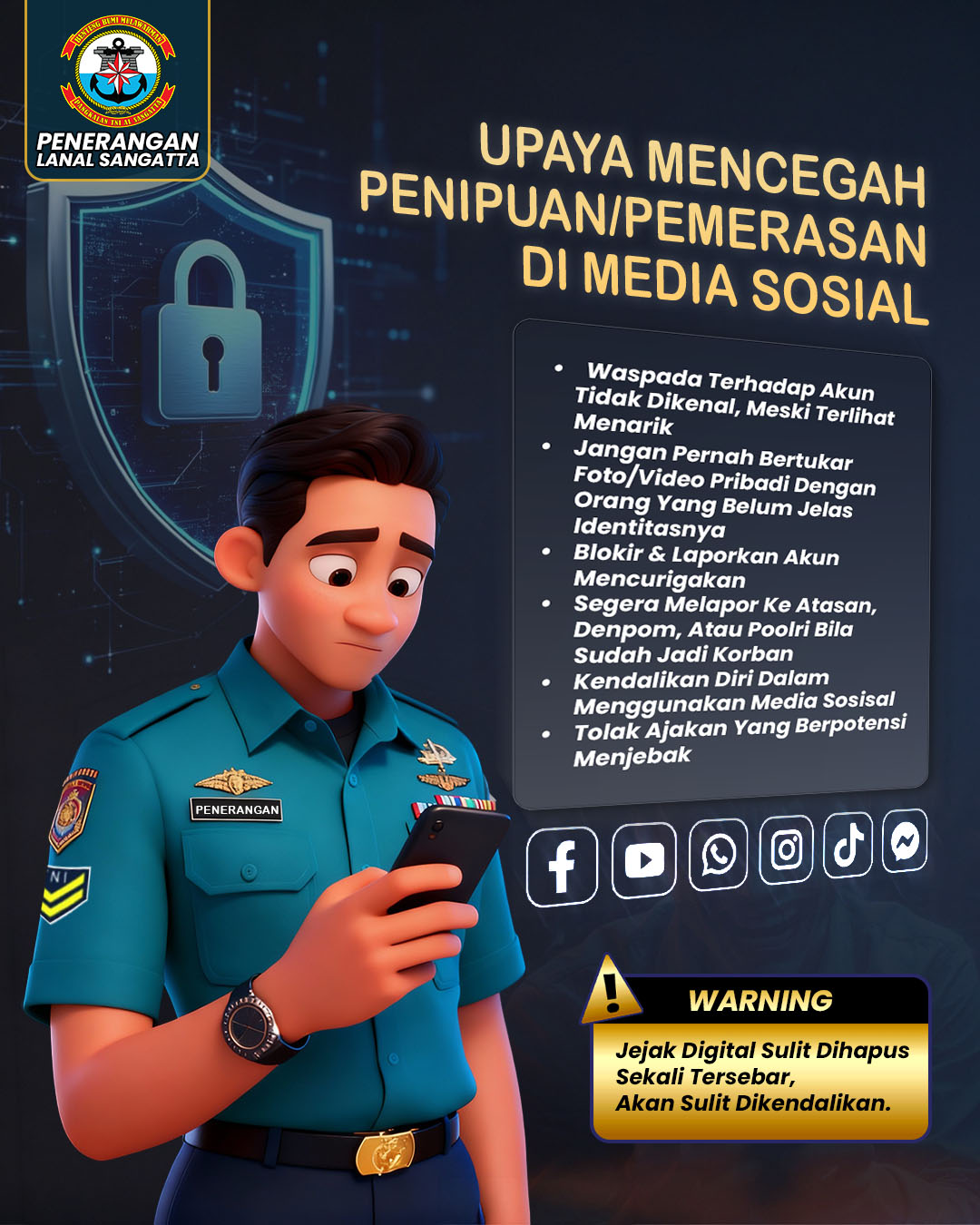 Poster design about preventing fraud and exploitation on social media